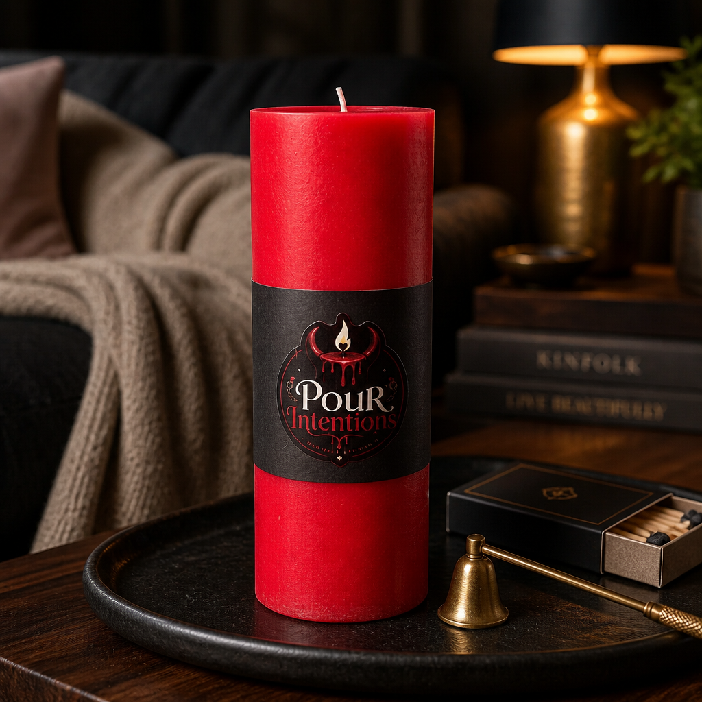 Large Fluorescent Red Pillar Candle