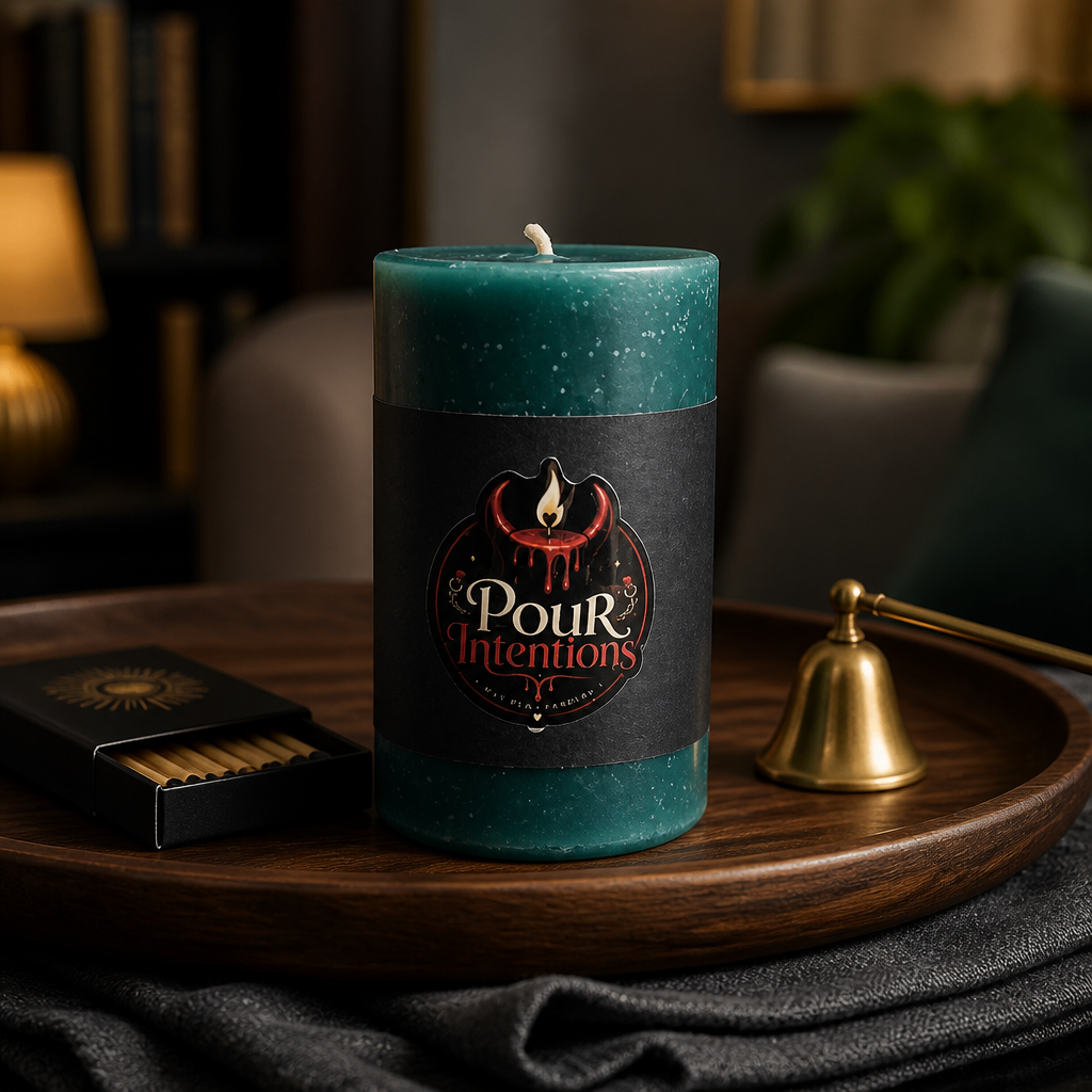 Small Teal Pillar Candle