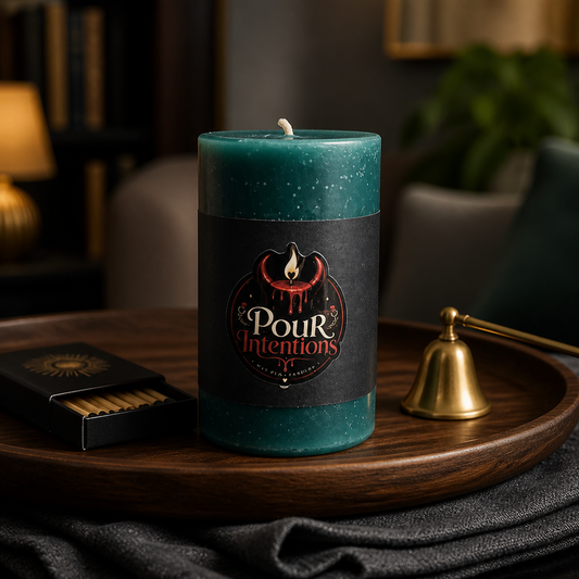Small Teal Pillar Candle