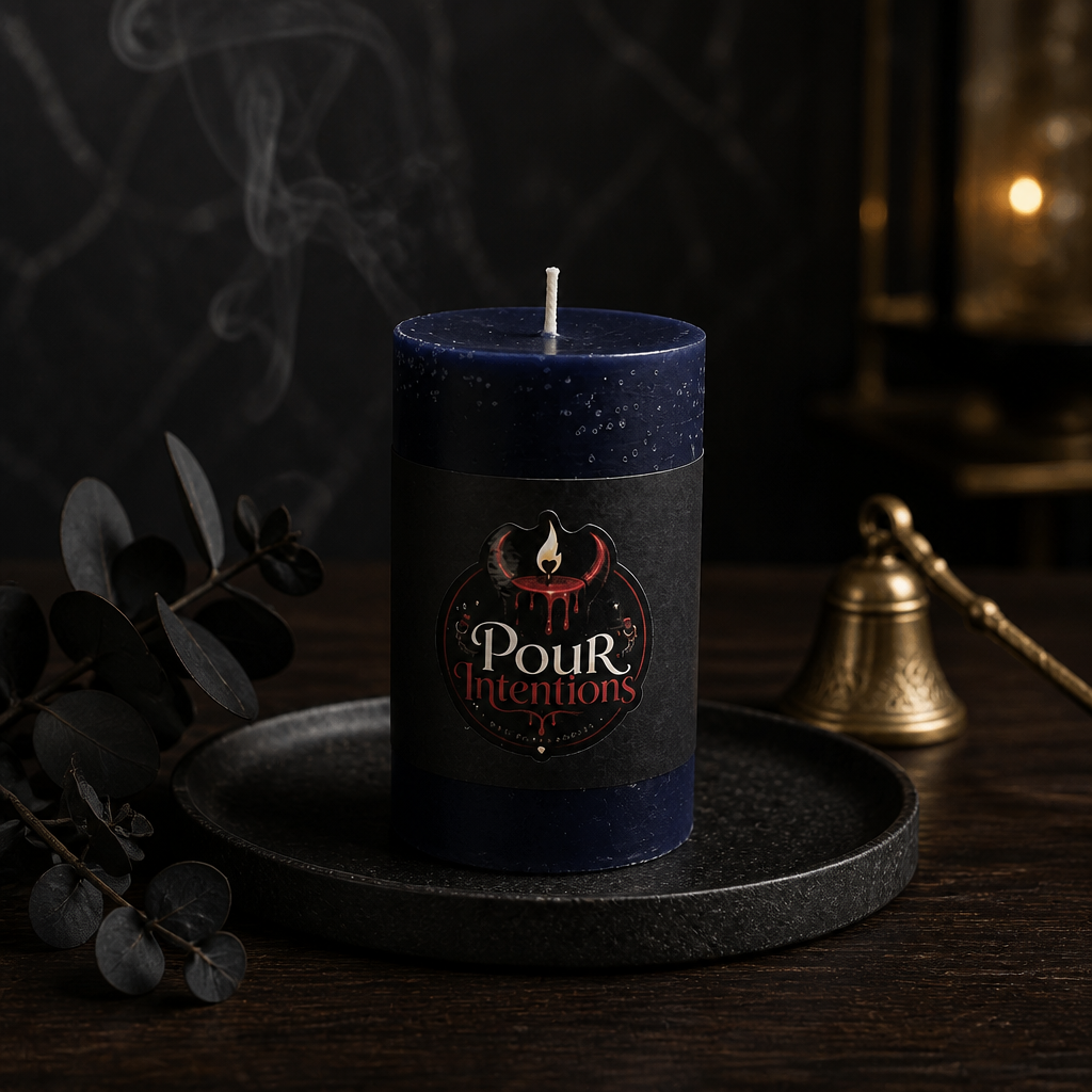 Small Navy Blue Pillar Candle