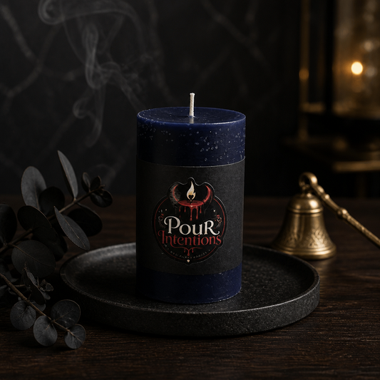 Small Navy Blue Pillar Candle