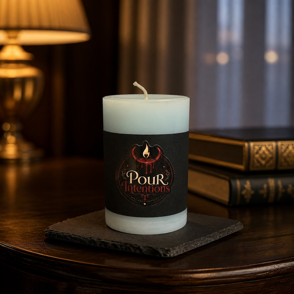 Small Fluorescent Blue Pillar Candle