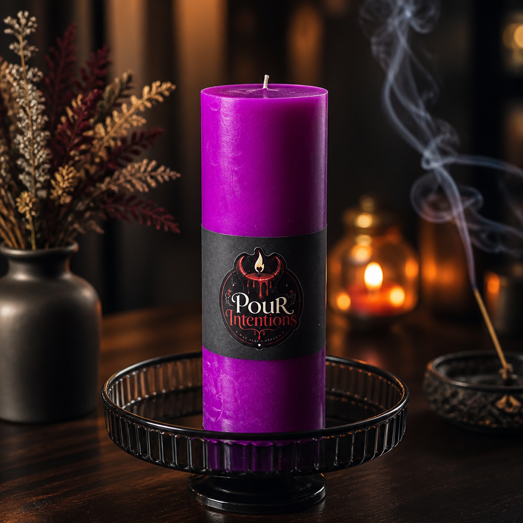 Large Fluorescent Purple Pillar Candle