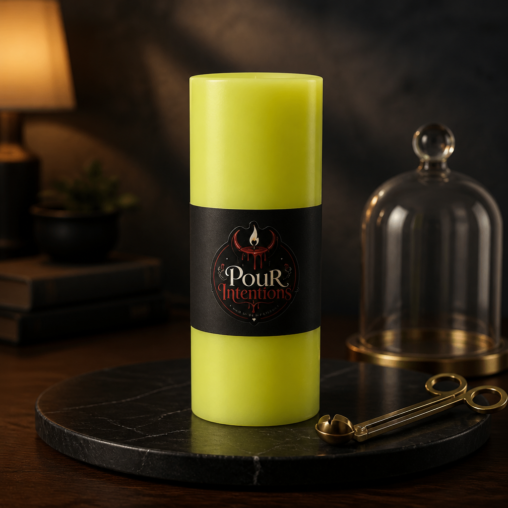 Large Fluorescent Yellow Pillar Candle