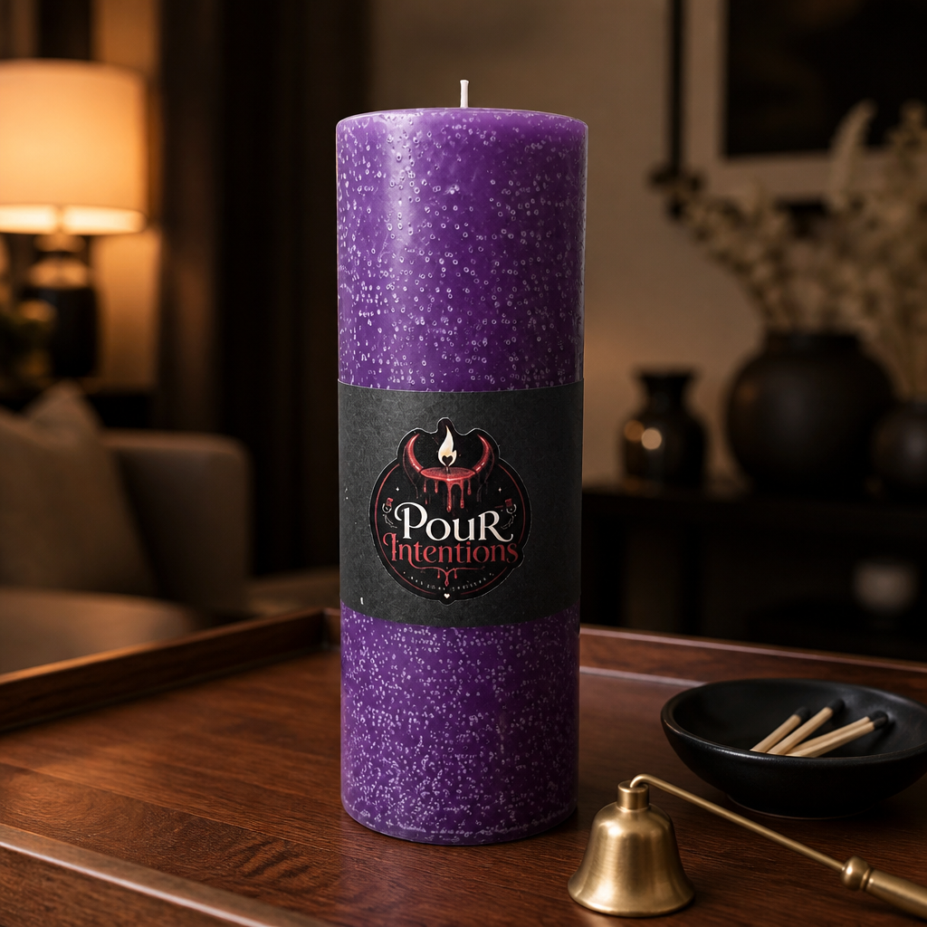 Large Violet Pillar Candle