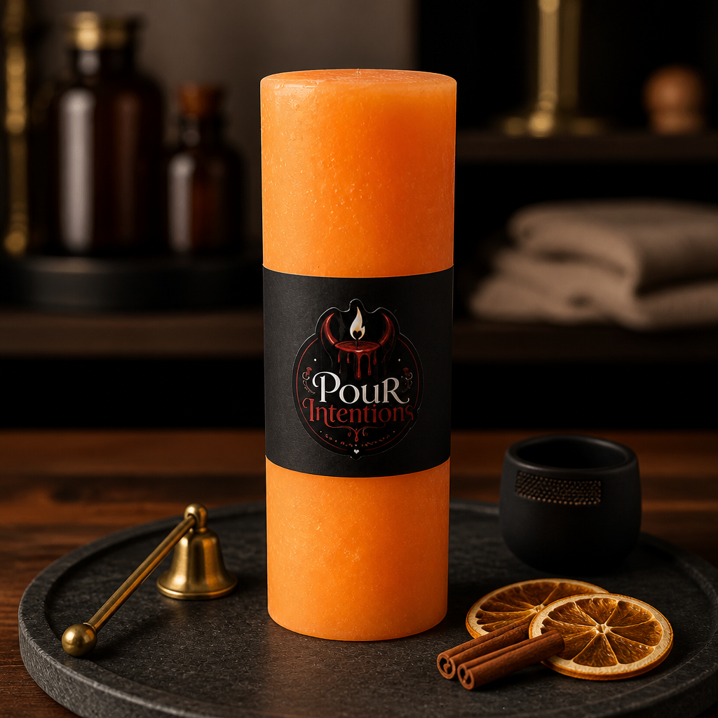 Large Fluorescent Orange Pillar Candle
