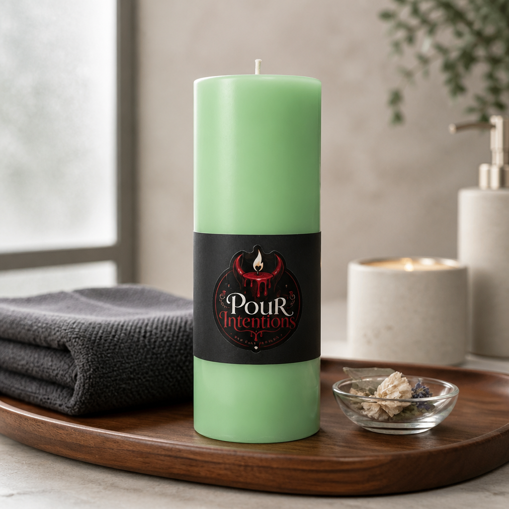 Large Fluorescent Green Pillar Candle
